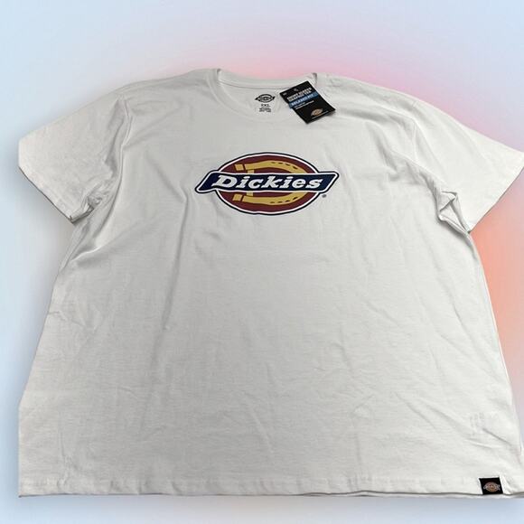 DICKIES Men’s 2XL White Cotton Large Logo Tee Shirt - Picture 2 of 4
